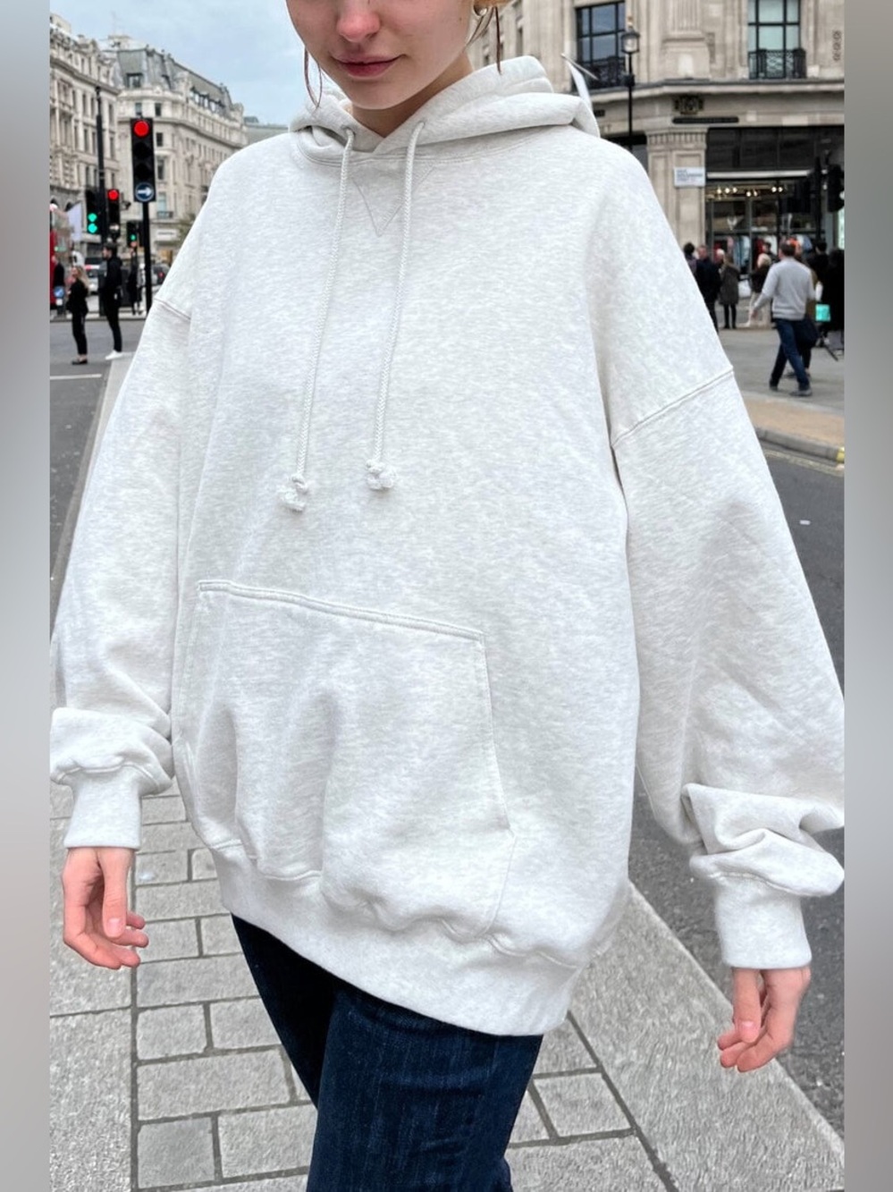 Brandy Melville Light Gray Oversized Hoodie